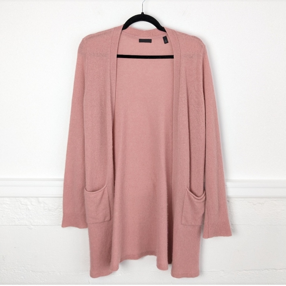 ATM Women's Dusty Rose/Pink Open Front Cashmere Cardigan Sweater
